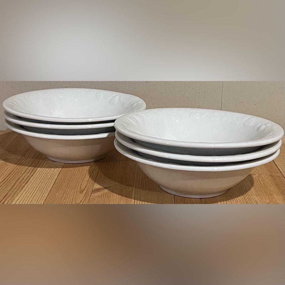 Set of 6 Tabletops Unlimited White Orchard Dining Bowls 8”